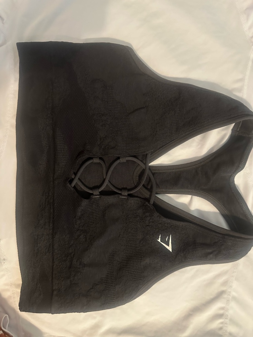 Gymshark Black Racerback Sports Bra with Front Ring Detail